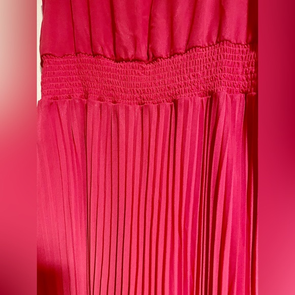 WD.NY Fuchsia Pleated Midi Dress— Size XL - Picture 4 of 10